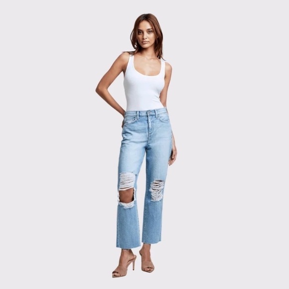 L’Agence Adele Stovepipe High Rise Crop Jeans Womens 26 Distressed Revolve - Picture 1 of 7